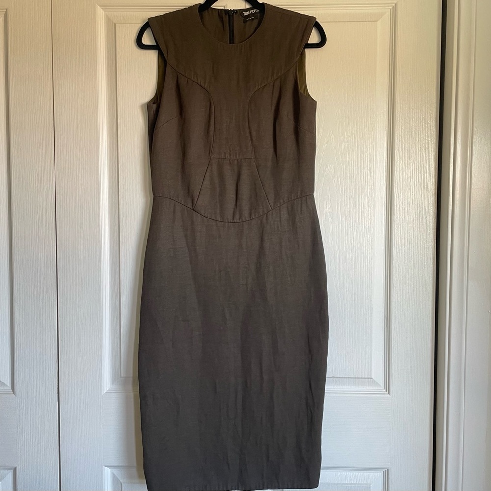 Tom Ford RARE Designer Women’s Sleeveless Olive Midi Dress - EU38 (US4)